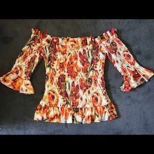 Caroline Constas Off Shoulder Smocked NWT Blouse